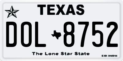 TX license plate DOL8752