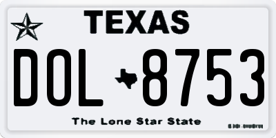 TX license plate DOL8753