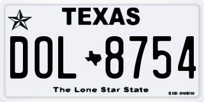TX license plate DOL8754