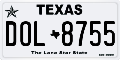 TX license plate DOL8755