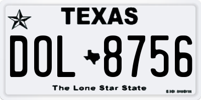 TX license plate DOL8756