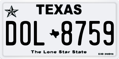 TX license plate DOL8759