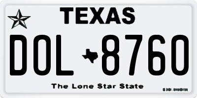 TX license plate DOL8760