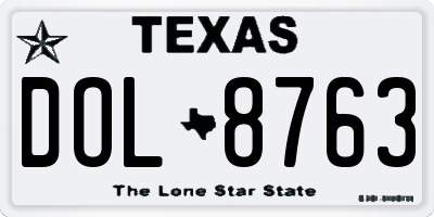 TX license plate DOL8763