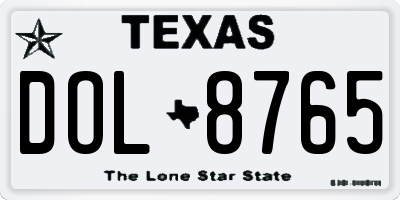 TX license plate DOL8765