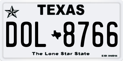 TX license plate DOL8766