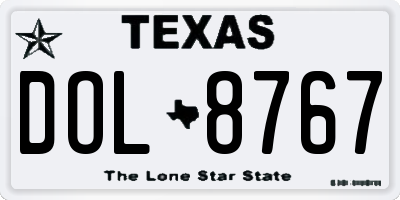 TX license plate DOL8767