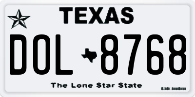 TX license plate DOL8768