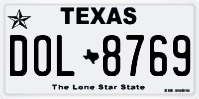TX license plate DOL8769