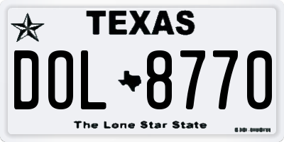 TX license plate DOL8770
