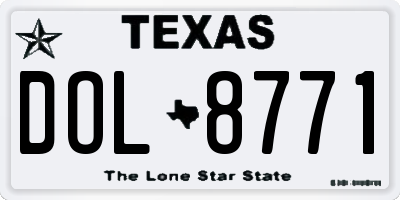 TX license plate DOL8771