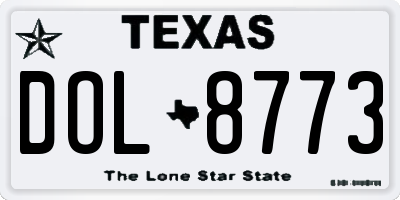 TX license plate DOL8773