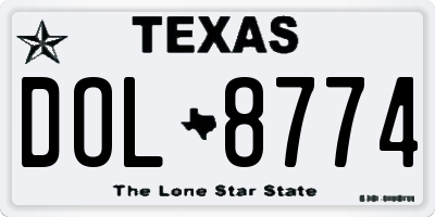 TX license plate DOL8774