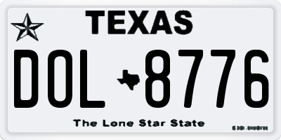 TX license plate DOL8776