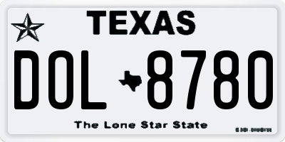 TX license plate DOL8780