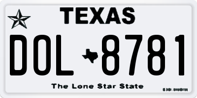 TX license plate DOL8781