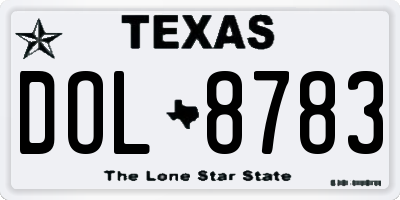 TX license plate DOL8783