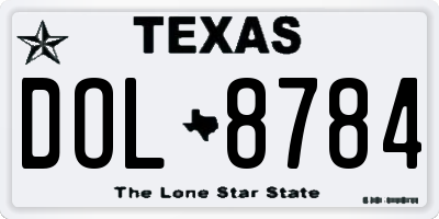 TX license plate DOL8784