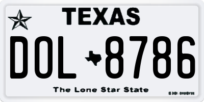 TX license plate DOL8786
