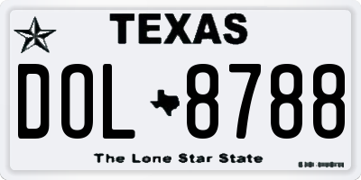TX license plate DOL8788