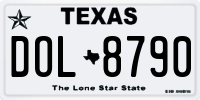 TX license plate DOL8790