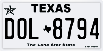 TX license plate DOL8794