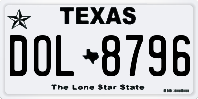 TX license plate DOL8796