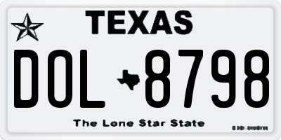 TX license plate DOL8798