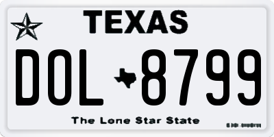 TX license plate DOL8799