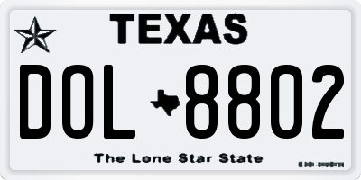 TX license plate DOL8802
