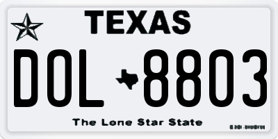 TX license plate DOL8803