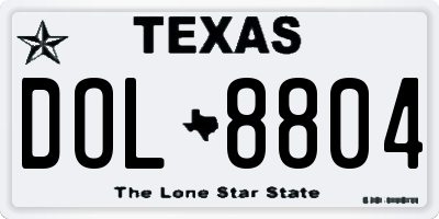 TX license plate DOL8804