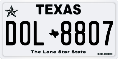 TX license plate DOL8807