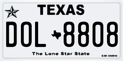 TX license plate DOL8808