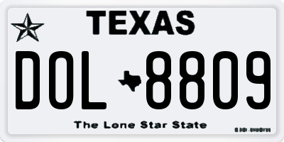 TX license plate DOL8809