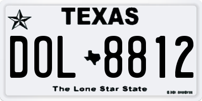 TX license plate DOL8812