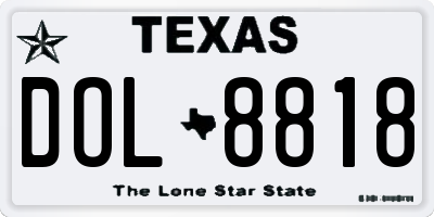 TX license plate DOL8818