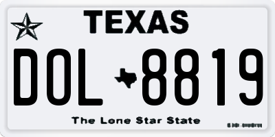TX license plate DOL8819