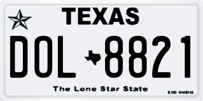 TX license plate DOL8821
