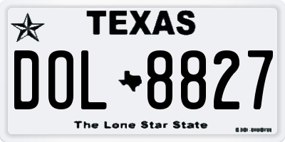 TX license plate DOL8827