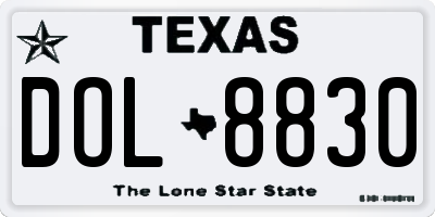 TX license plate DOL8830
