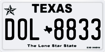 TX license plate DOL8833