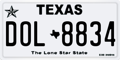 TX license plate DOL8834