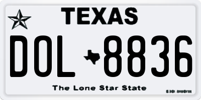 TX license plate DOL8836