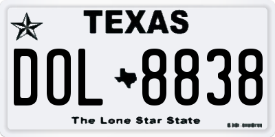 TX license plate DOL8838