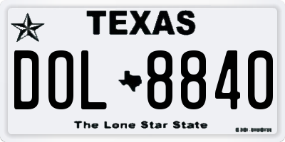 TX license plate DOL8840