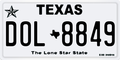 TX license plate DOL8849