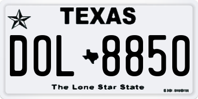 TX license plate DOL8850