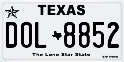 TX license plate DOL8852