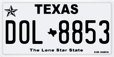 TX license plate DOL8853